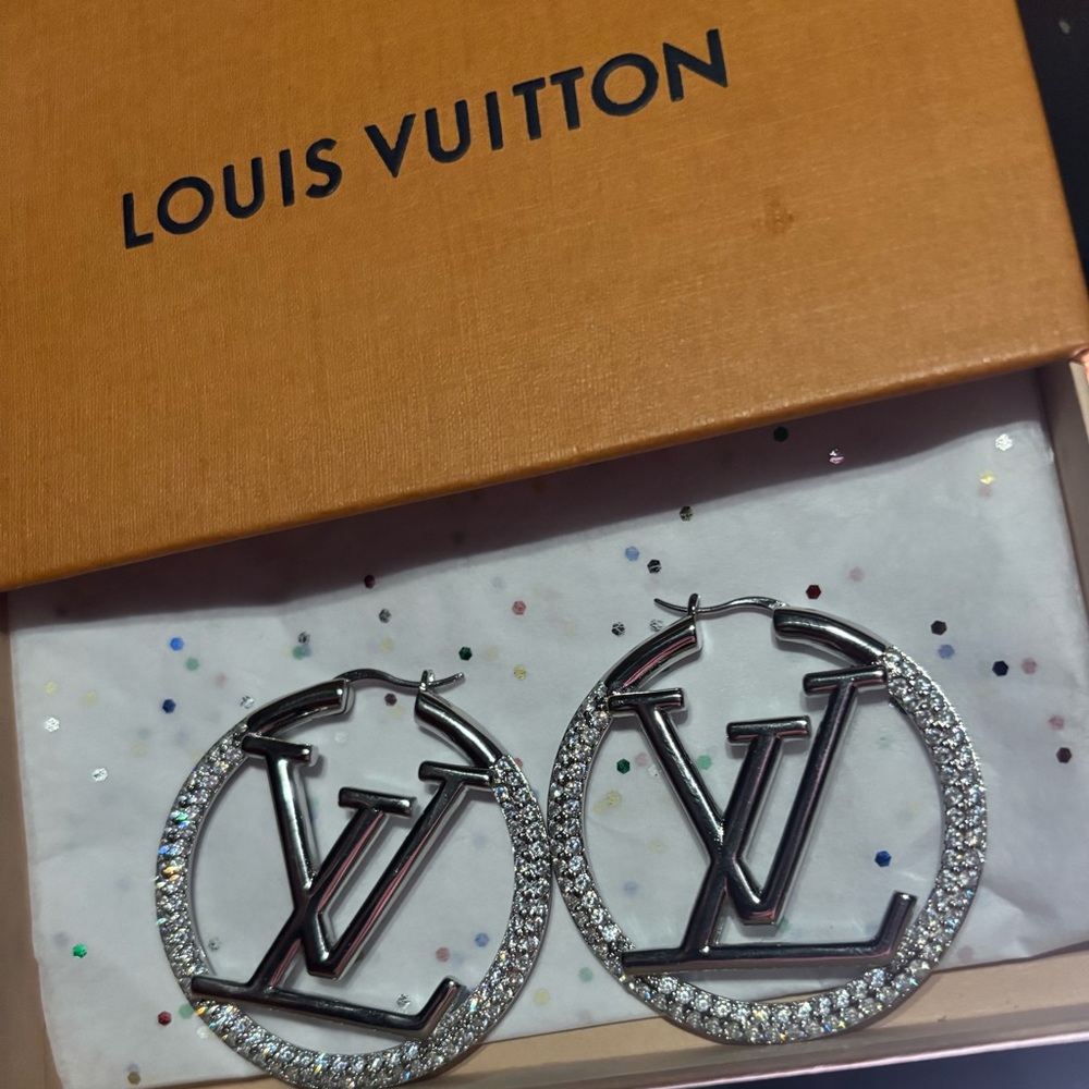 Louis Vuitton hoop earrings silver brand new Christmas gift